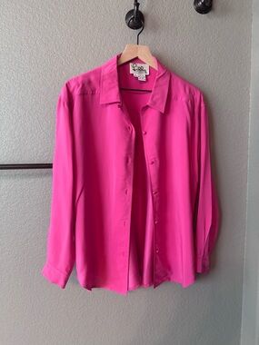 Lilly Pulitzer Pink Silk 100% Button-Up Blouse